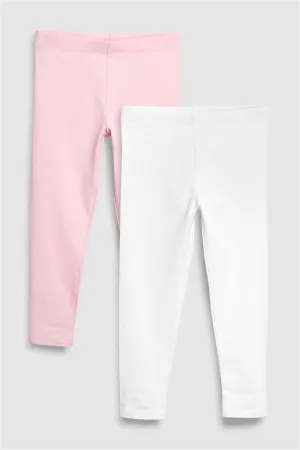 Next Younger Girls Pale Pink Leggings 2 Pack