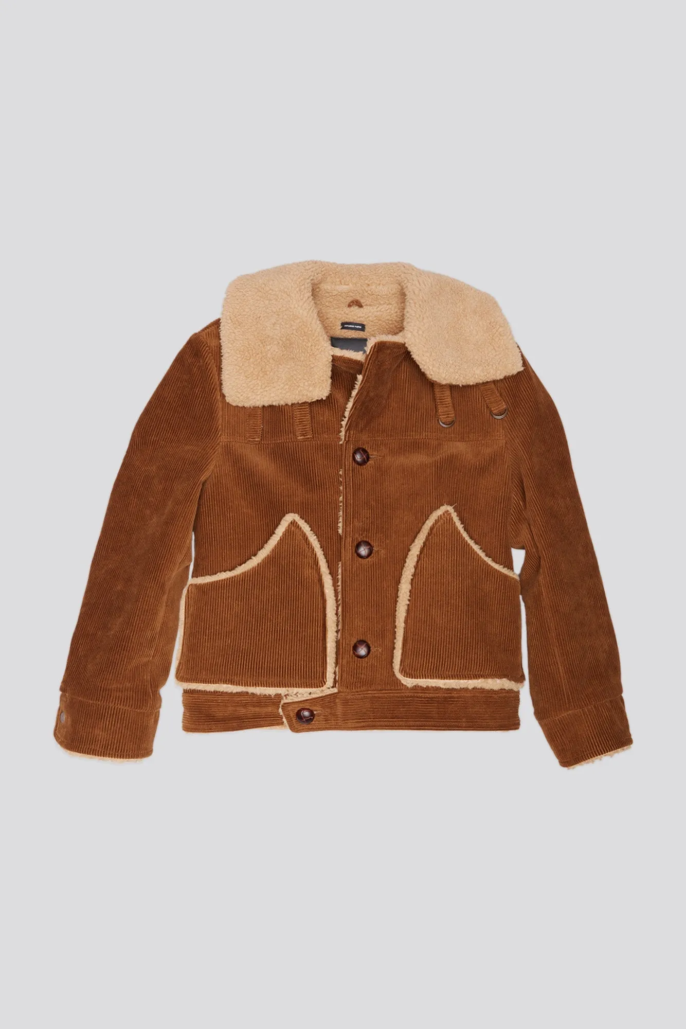 OVERSIZED COLLAR JACKET - BROWN CORDUROY