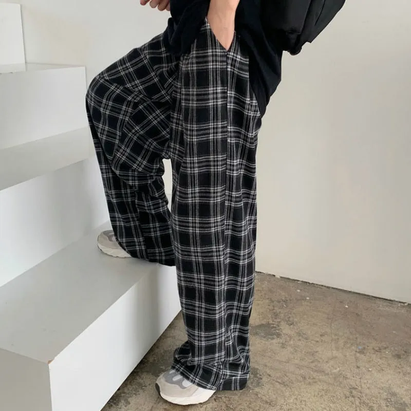 Pantalon large plaid