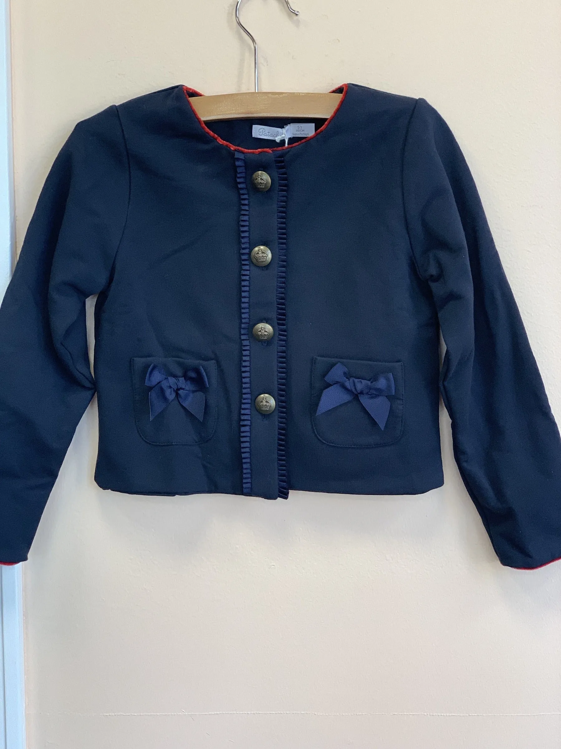 Patachou Girls Navy and Red Knit Jacket