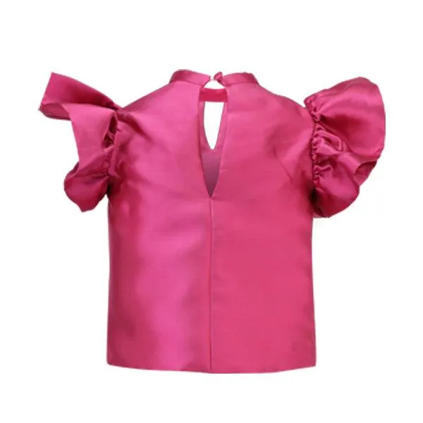 PINK DAMASK BALL DRESS WITH HAIRBOW