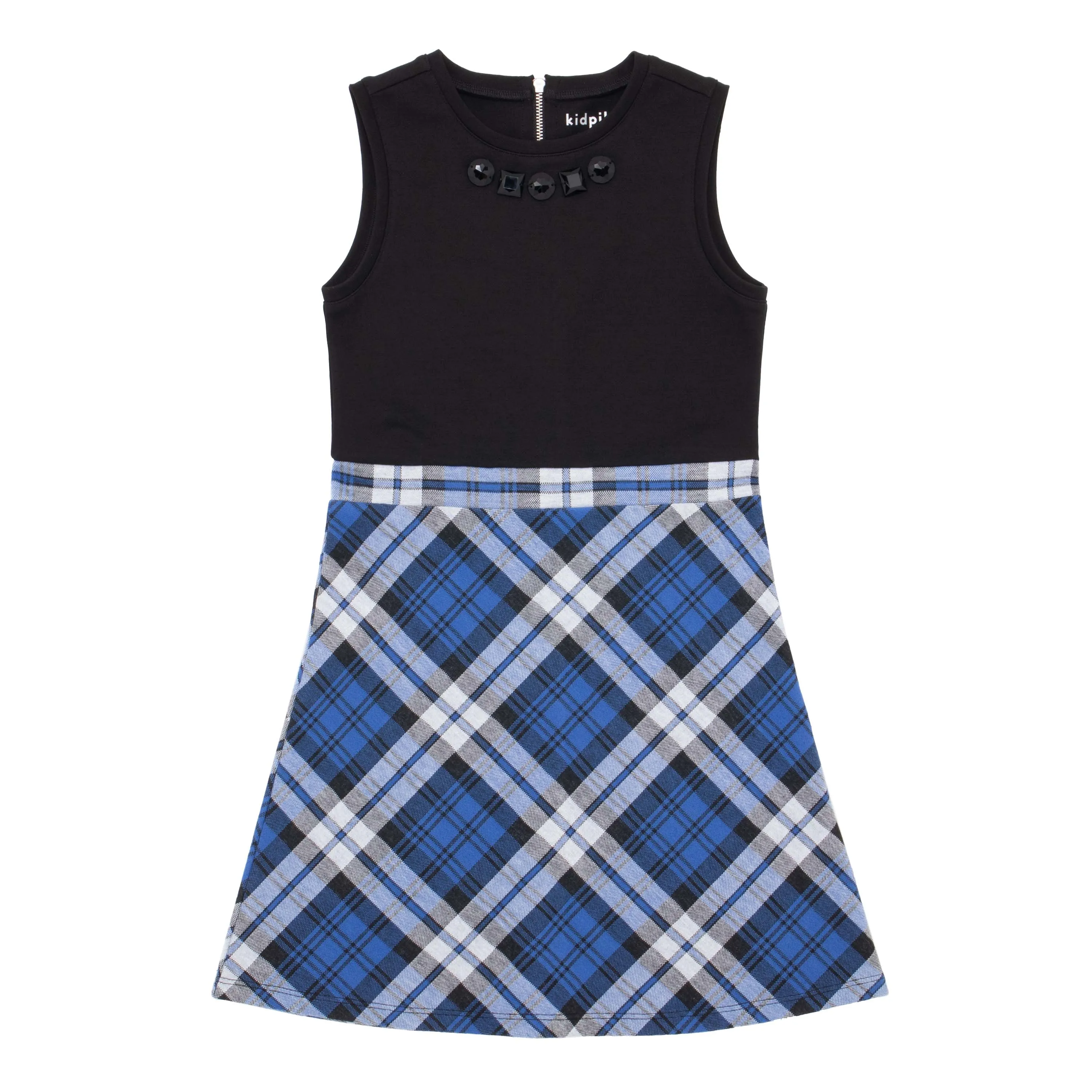 Plaid Jewel Skater Dress