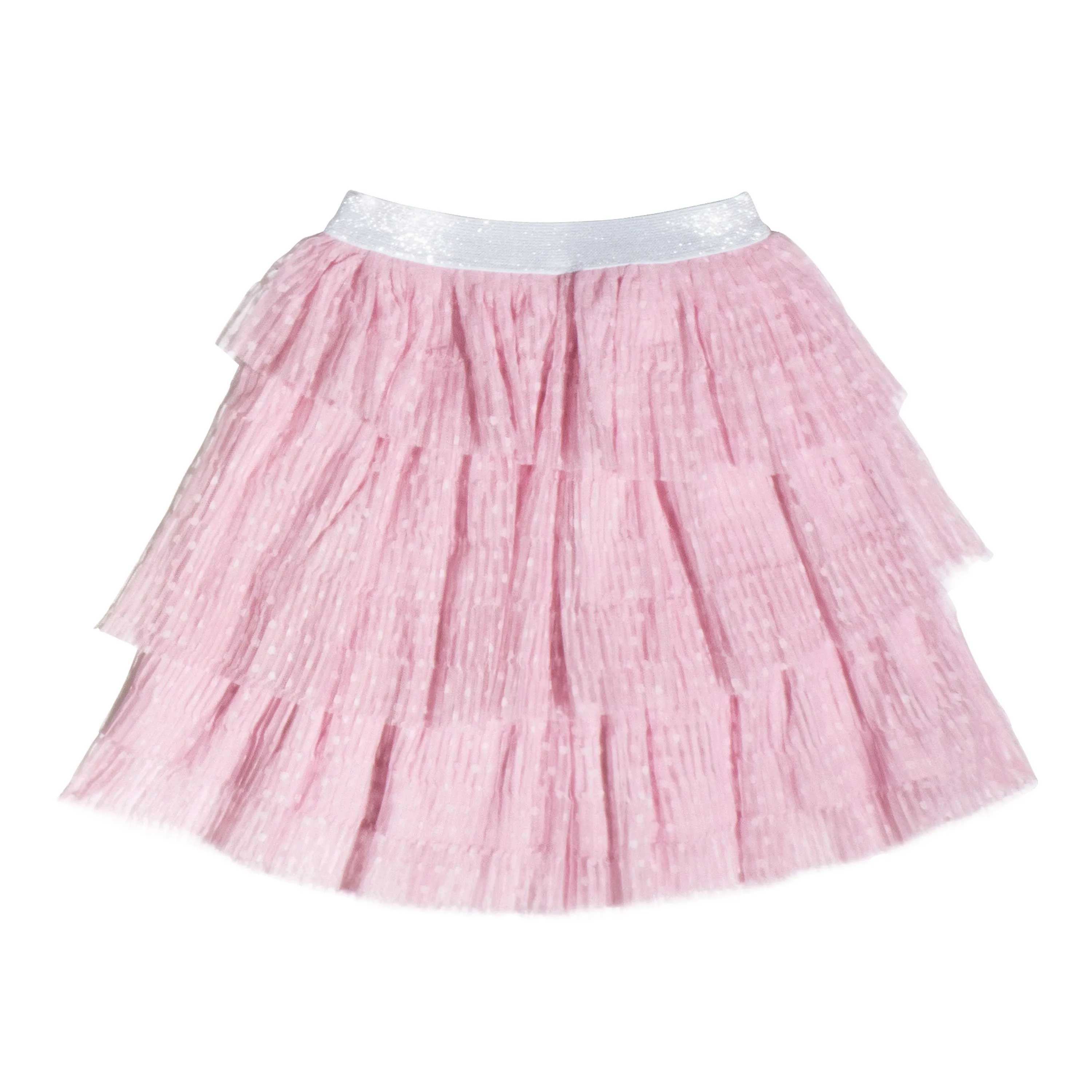 Pleated Swiss Dot Tiered Skirt