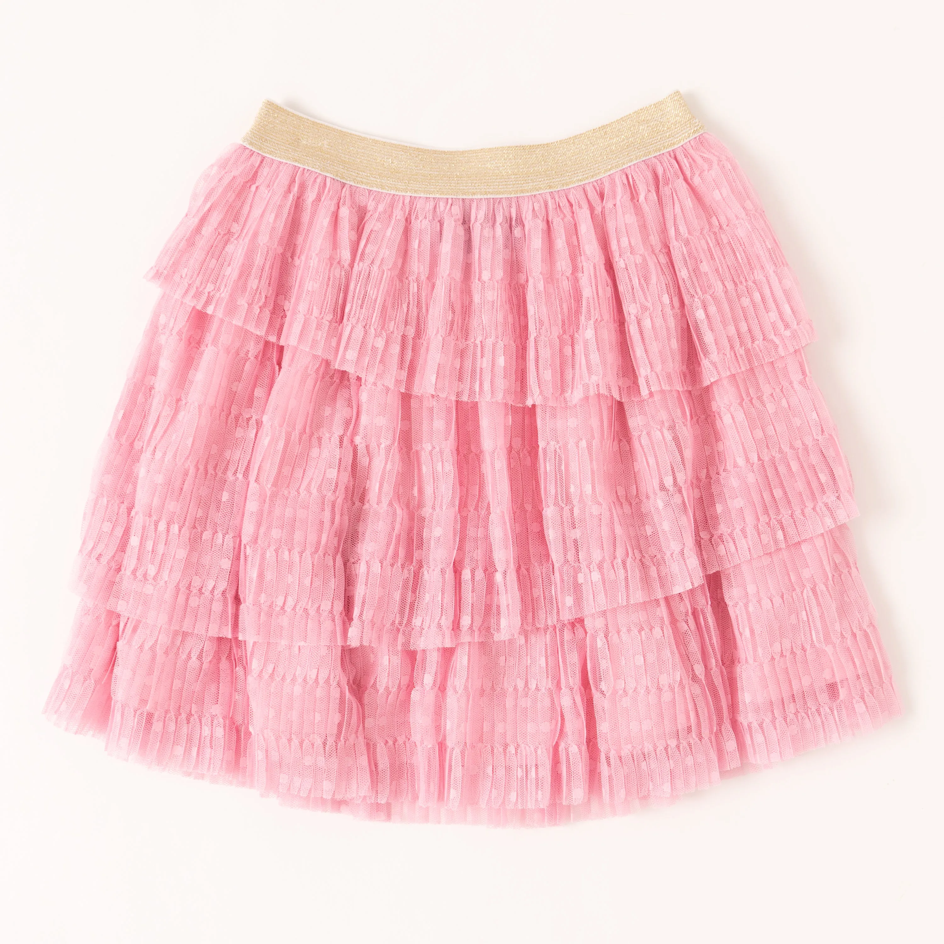 Pleated Swiss Dot Tiered Skirt