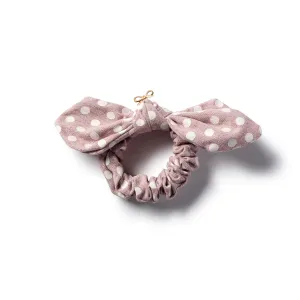 Polka dot bow scrunchie lavender