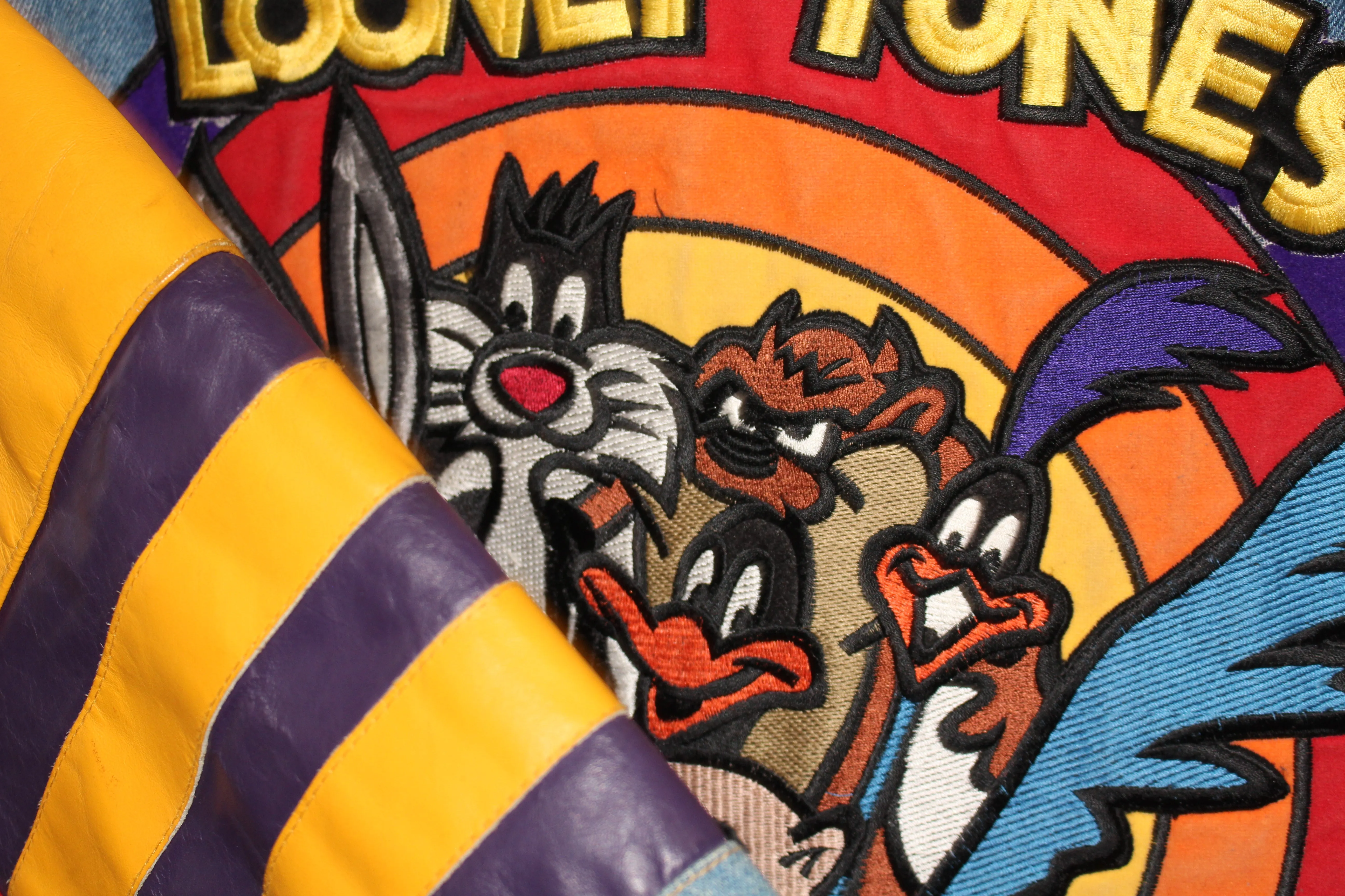 Rare Looney Tunes Leather Denim Jeff Hamilton Jacket (S)