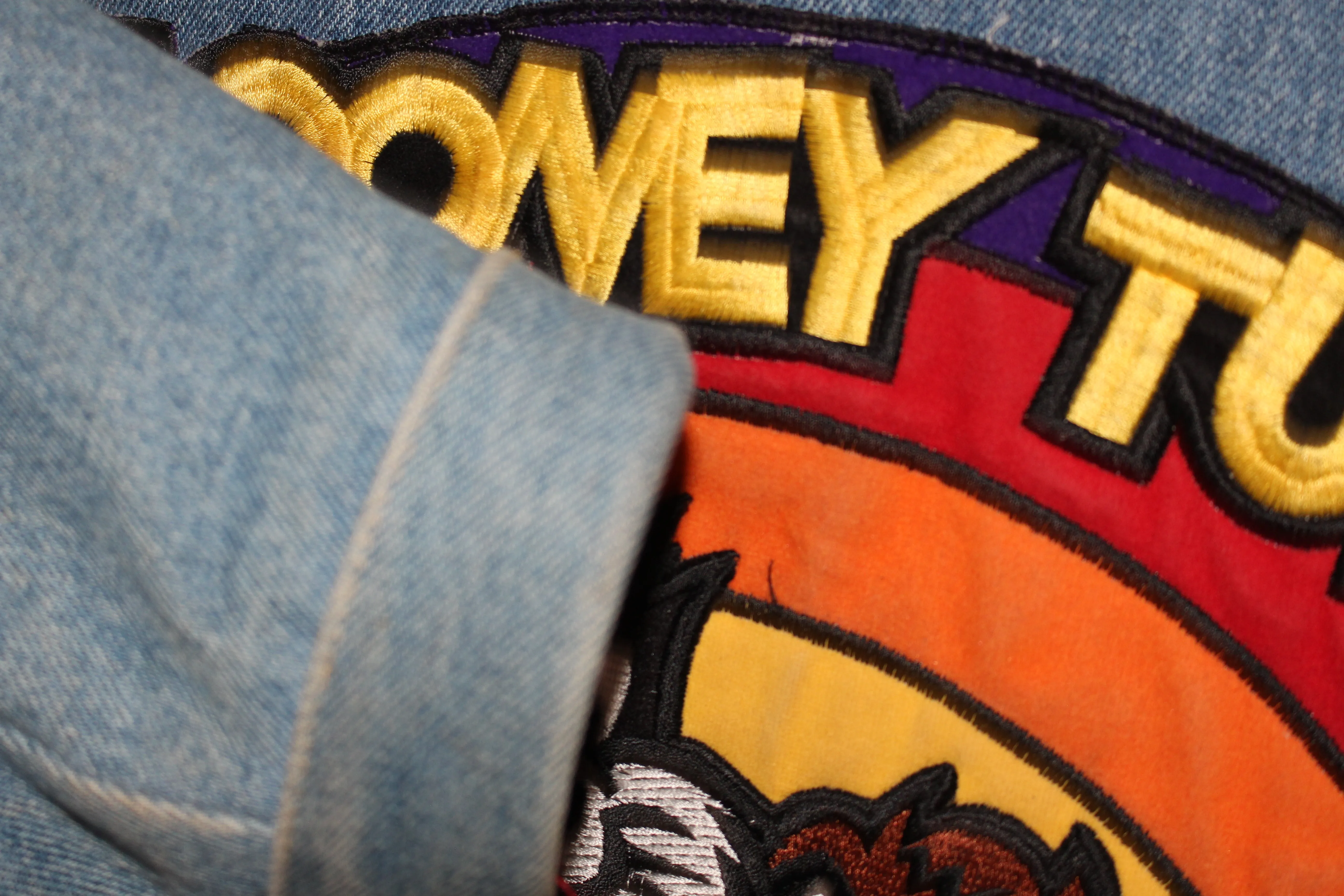 Rare Looney Tunes Leather Denim Jeff Hamilton Jacket (S)