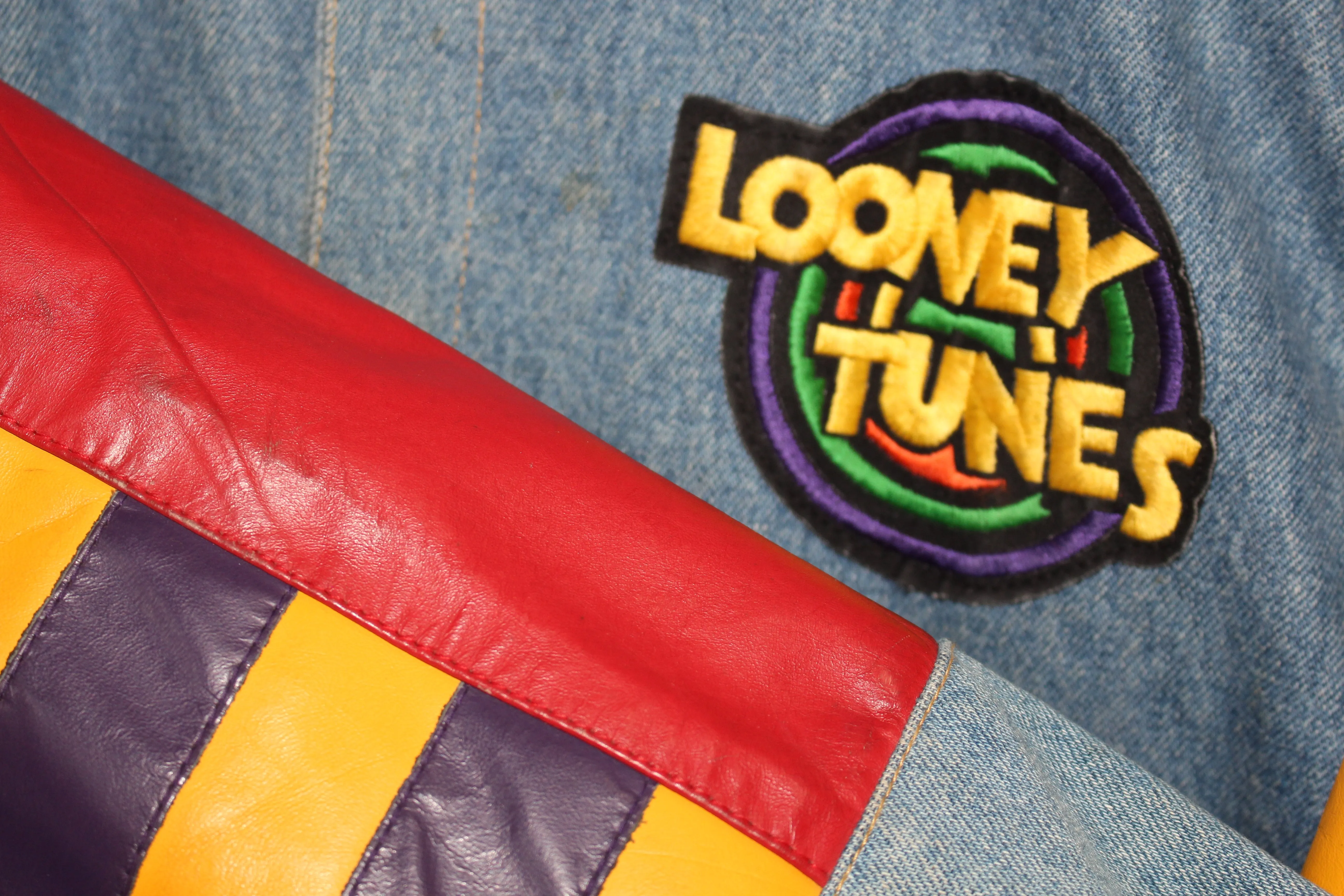 Rare Looney Tunes Leather Denim Jeff Hamilton Jacket (S)