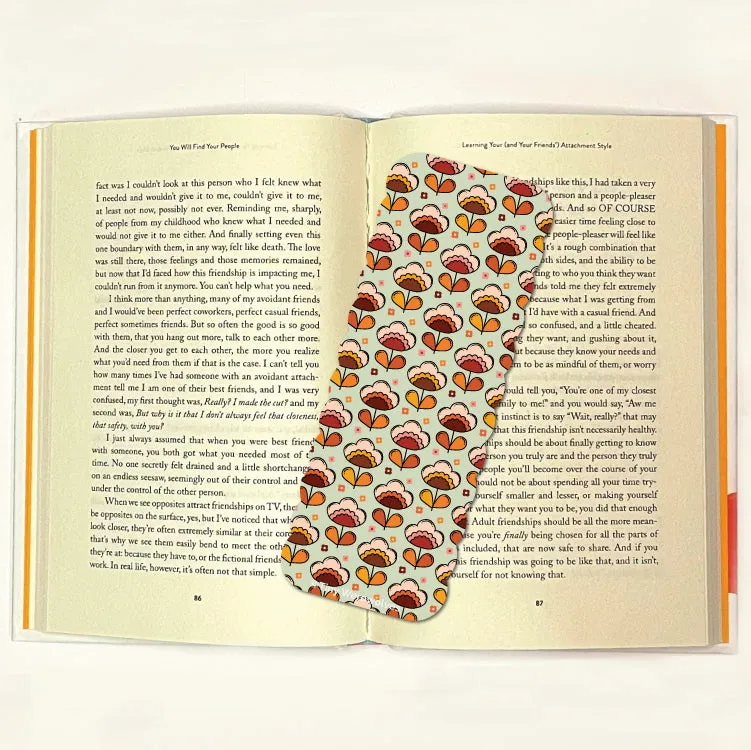 Retro Flower Laminated Printed Bookmark