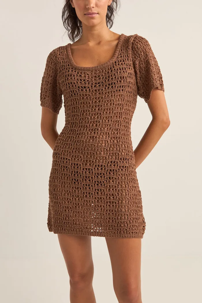 Rhythm Venice Knit Mini Dress - CHOCOLATE