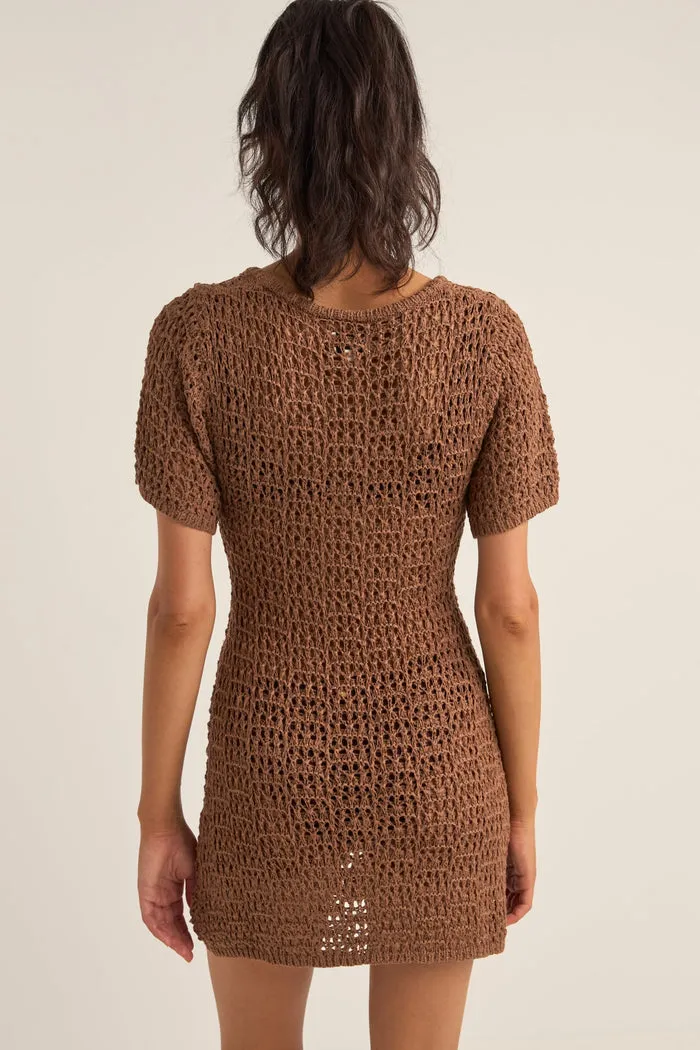 Rhythm Venice Knit Mini Dress - CHOCOLATE