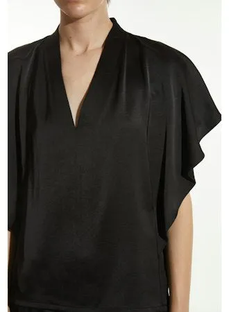 Saint Art New York - Finn V-Neck Charmeuse Top in Black