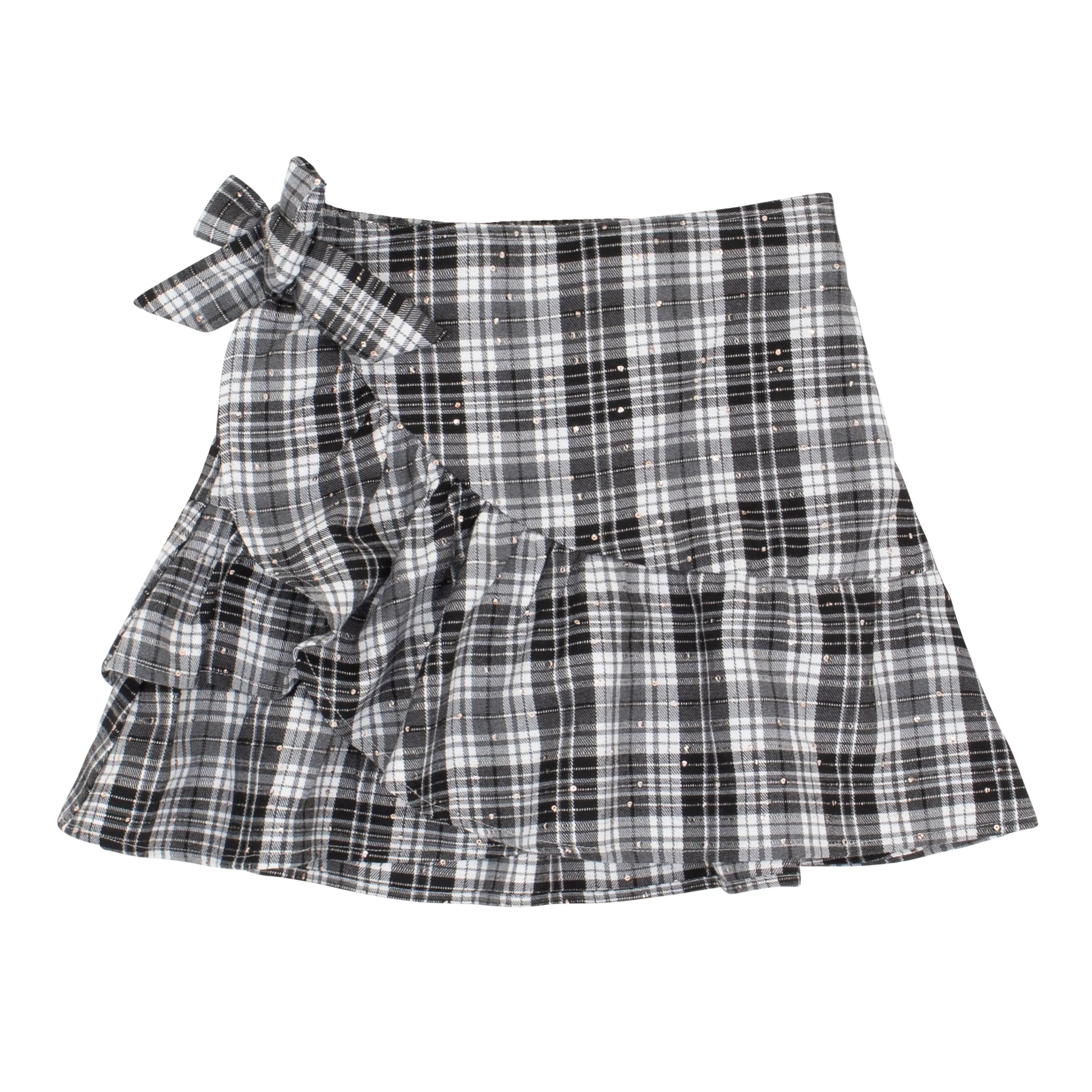 Sequin Plaid Ruffle Skort