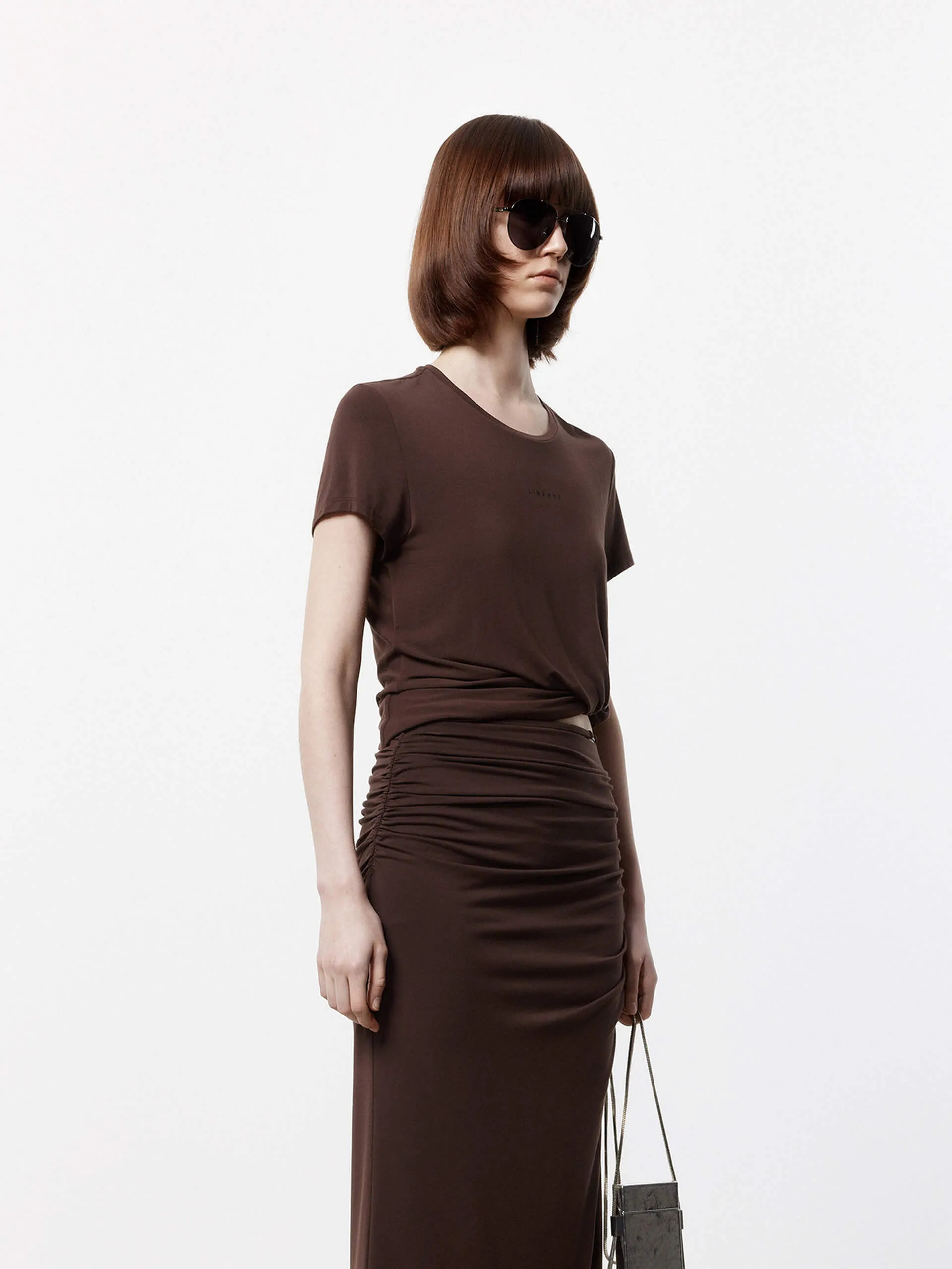 Side Pleated Tie T-shirt