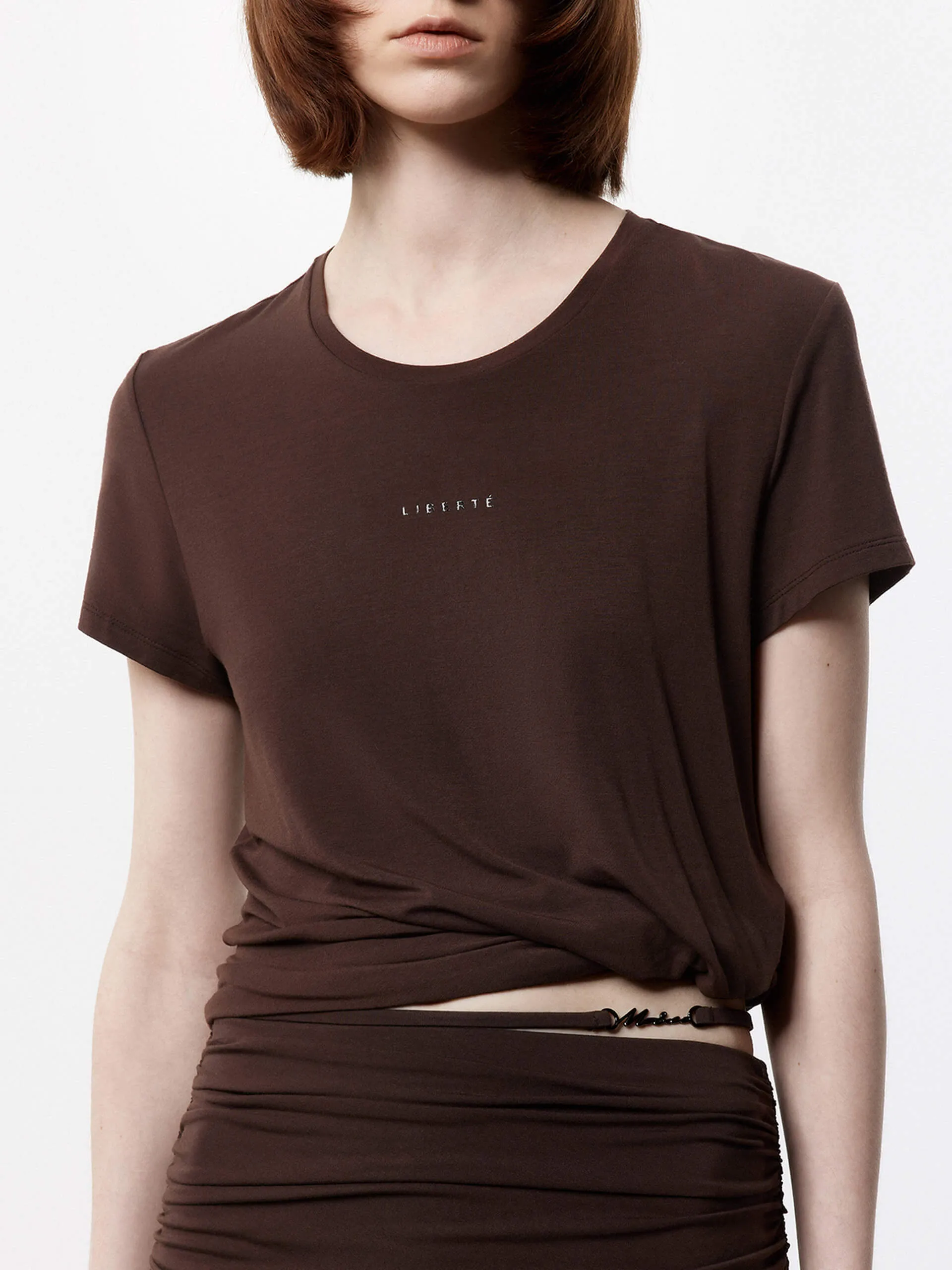 Side Pleated Tie T-shirt