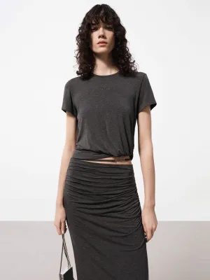 Side Pleated Tie T-shirt