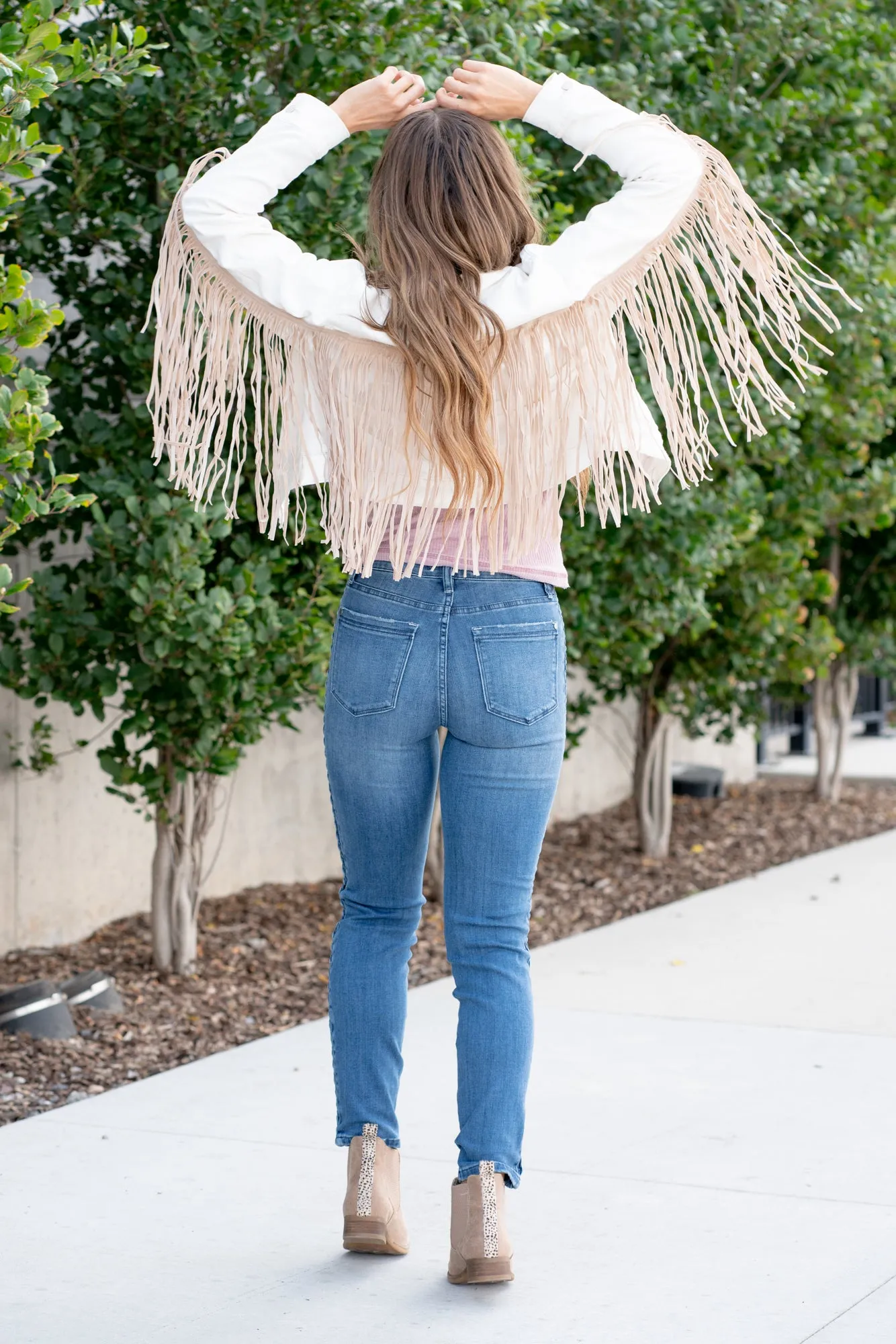 So Fun - Fringe Denim Jacket - Off White