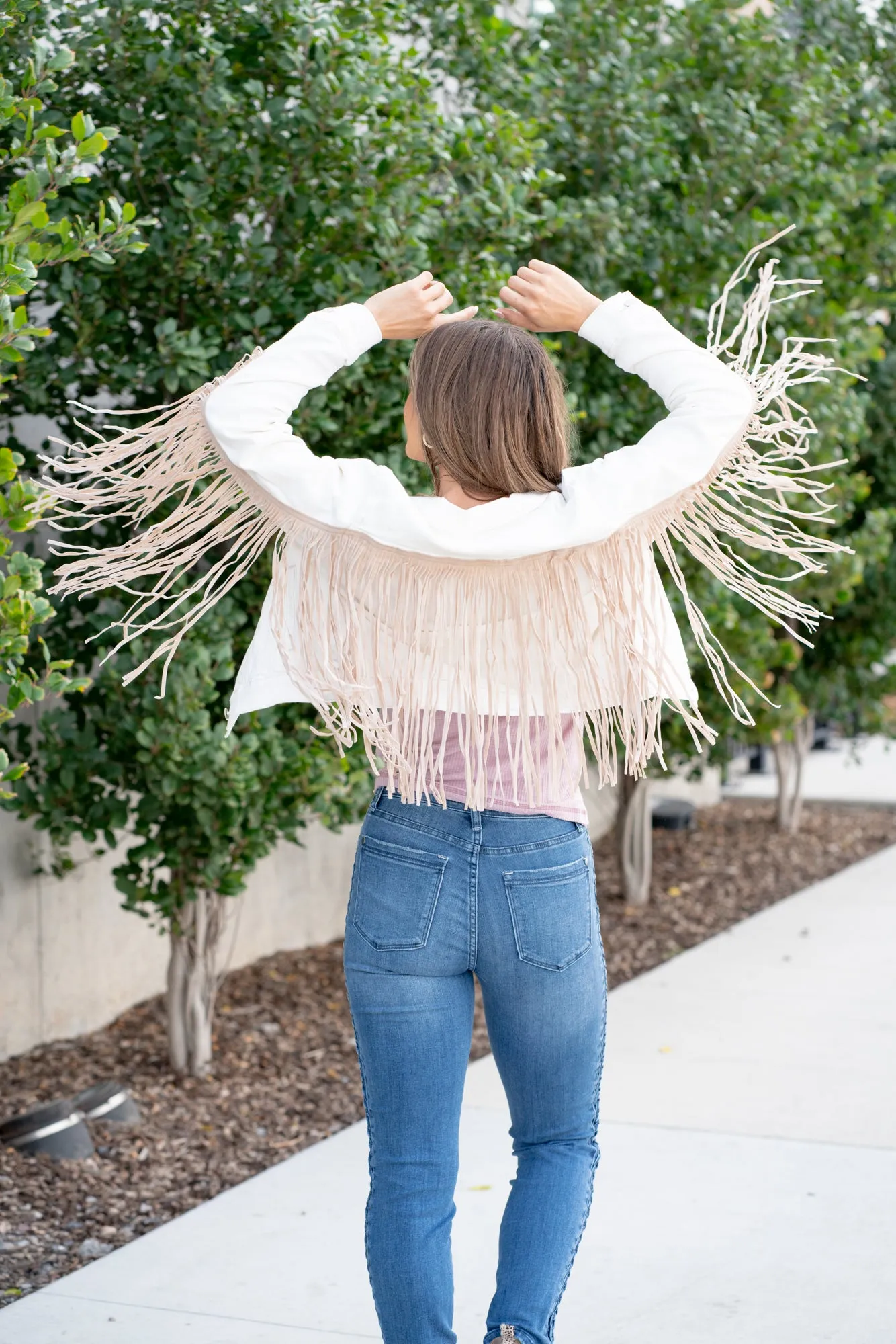 So Fun - Fringe Denim Jacket - Off White