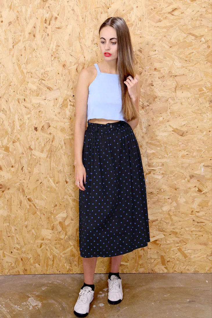 Spot On Black and Blue Maxi Skirt