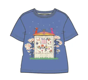 SS20 Oilily Girls Tak 'House With Cats' Blue T-Shirt 53