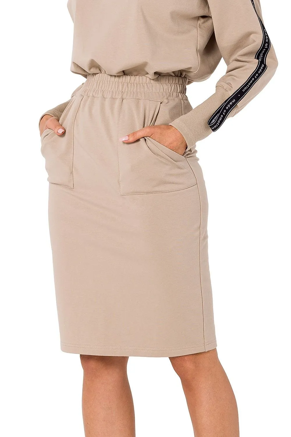 TEEK - Pocketed Solid Color Sweat Skirt