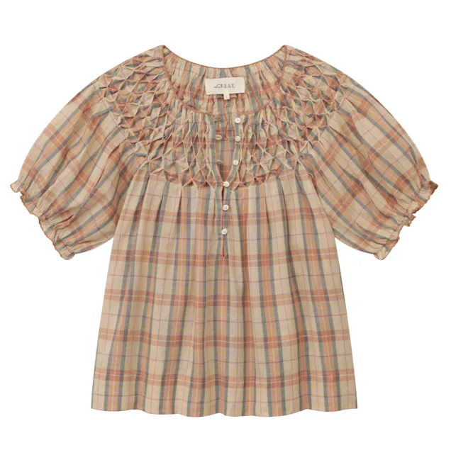 The Great - The Hazel Top in Washed Rose Plaid