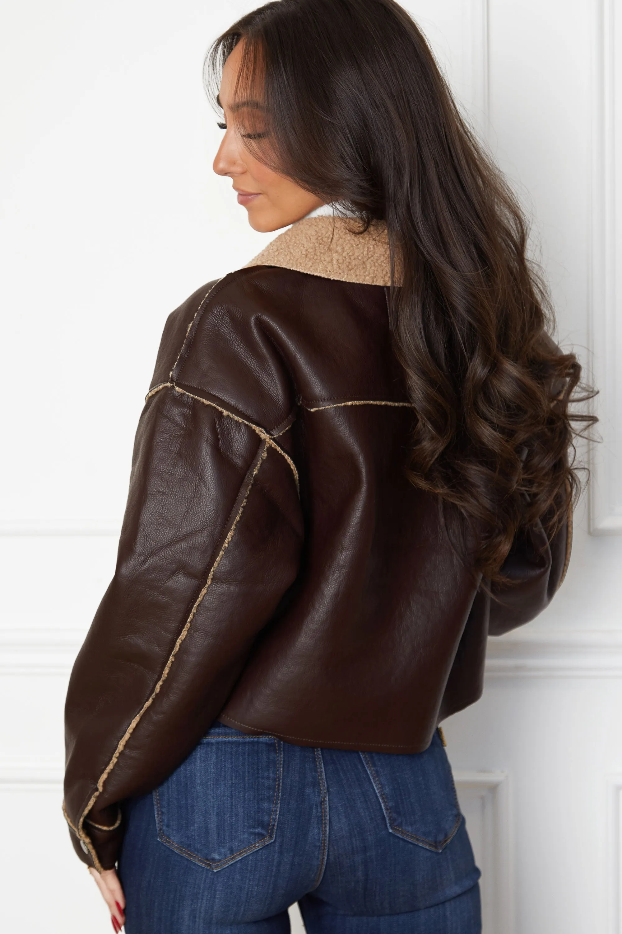 Torri Dark Chocolate Vegan Leather Jacket