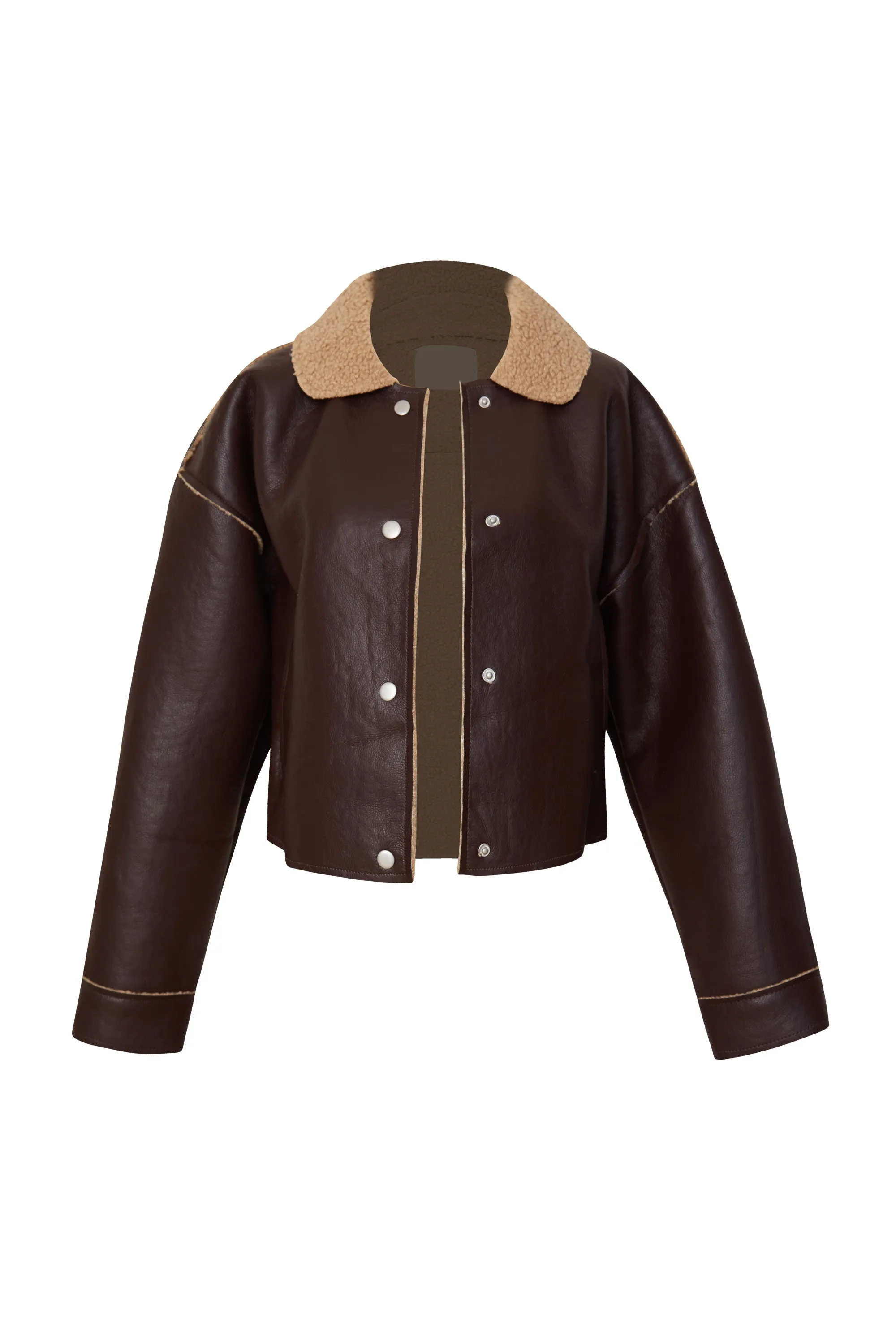 Torri Dark Chocolate Vegan Leather Jacket