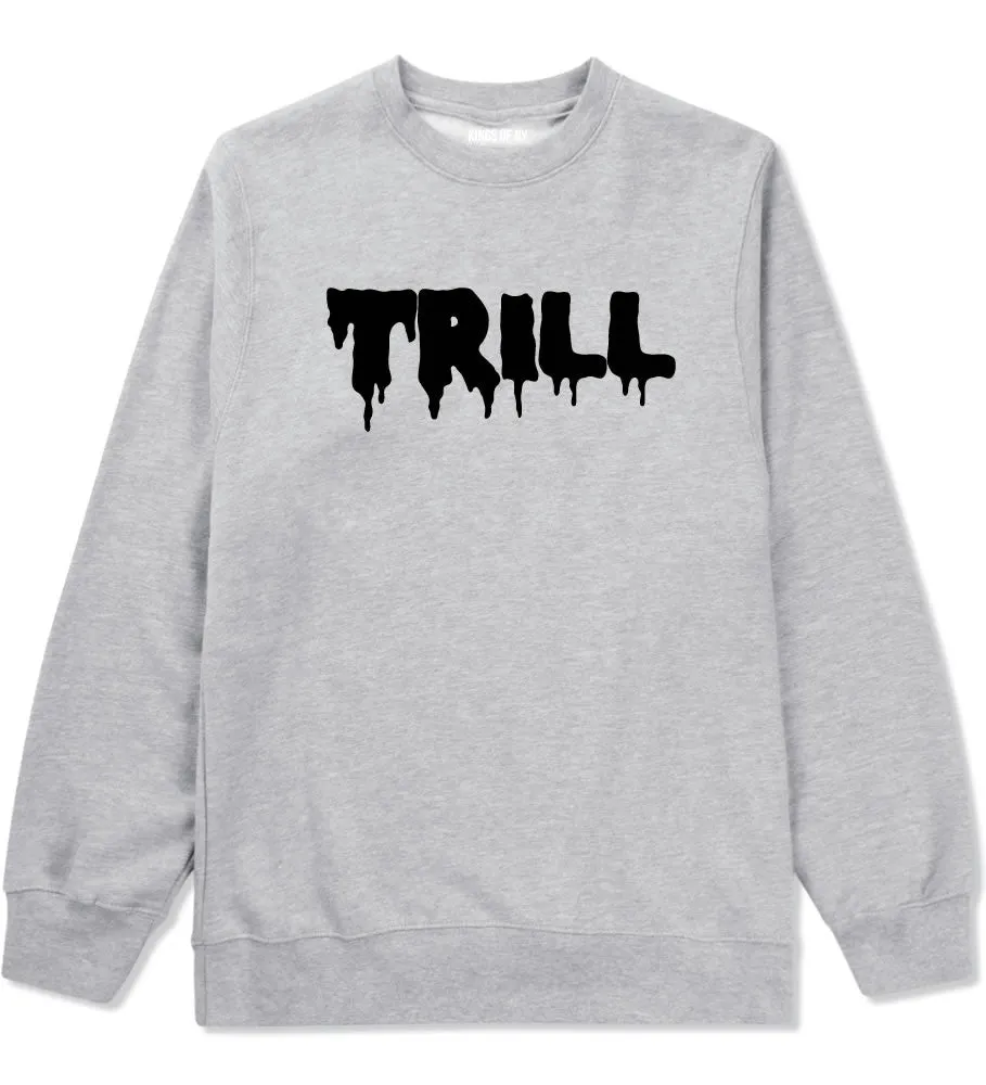 Trill Blood Drip Font Boys Kids Crewneck Sweatshirt