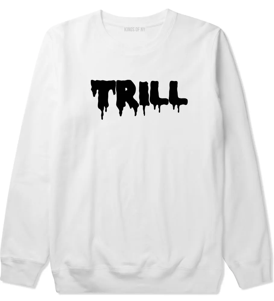 Trill Blood Drip Font Boys Kids Crewneck Sweatshirt