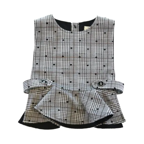 Velvet Heart Plaid Set - Black/White for girls