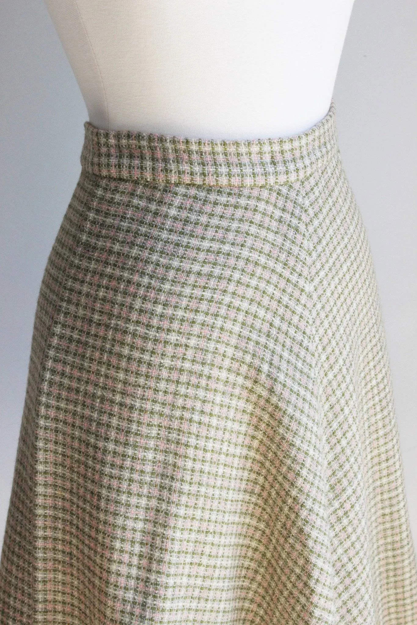 Vintage 1950s Tweed Plaid Skirt