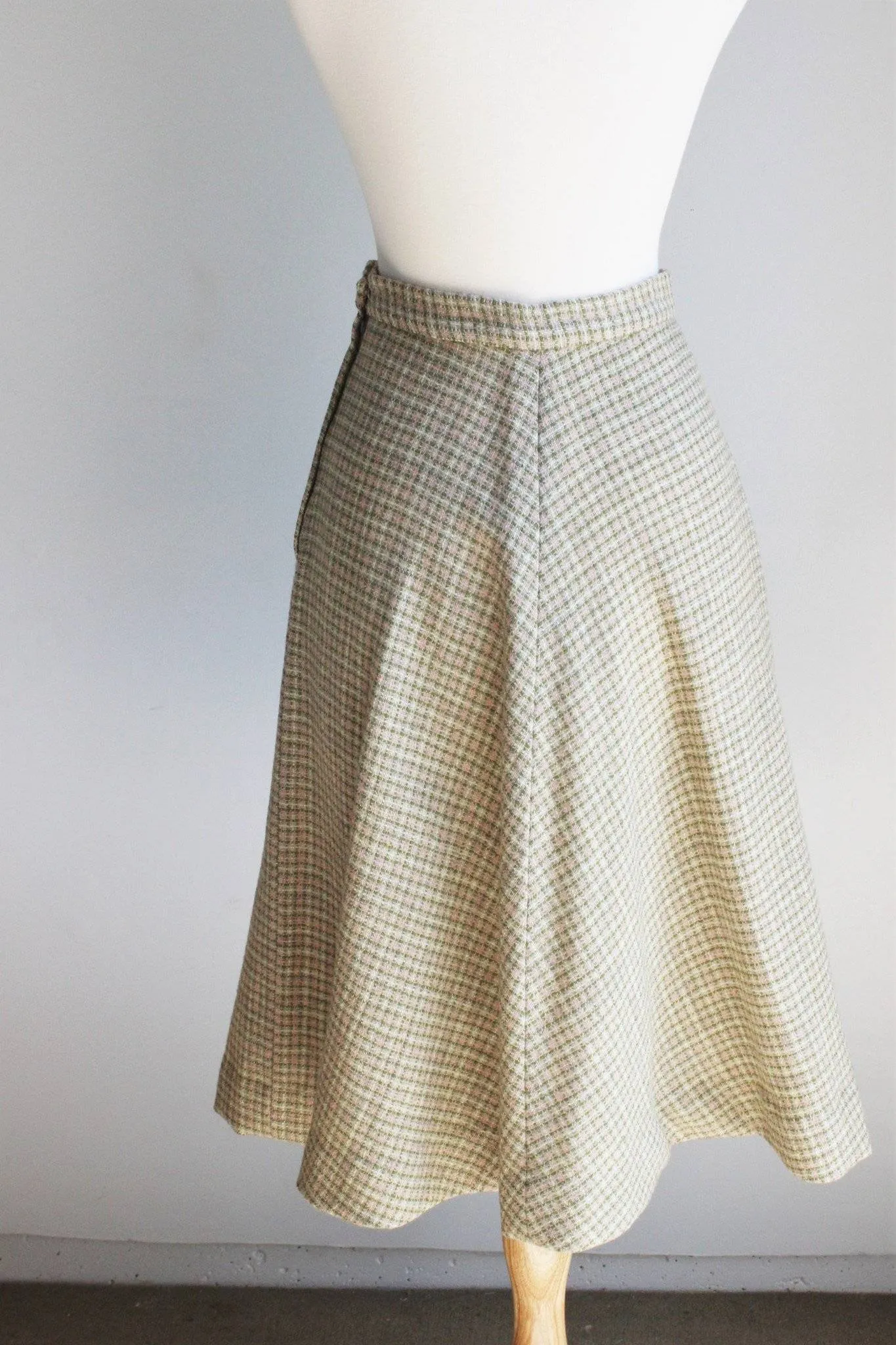 Vintage 1950s Tweed Plaid Skirt