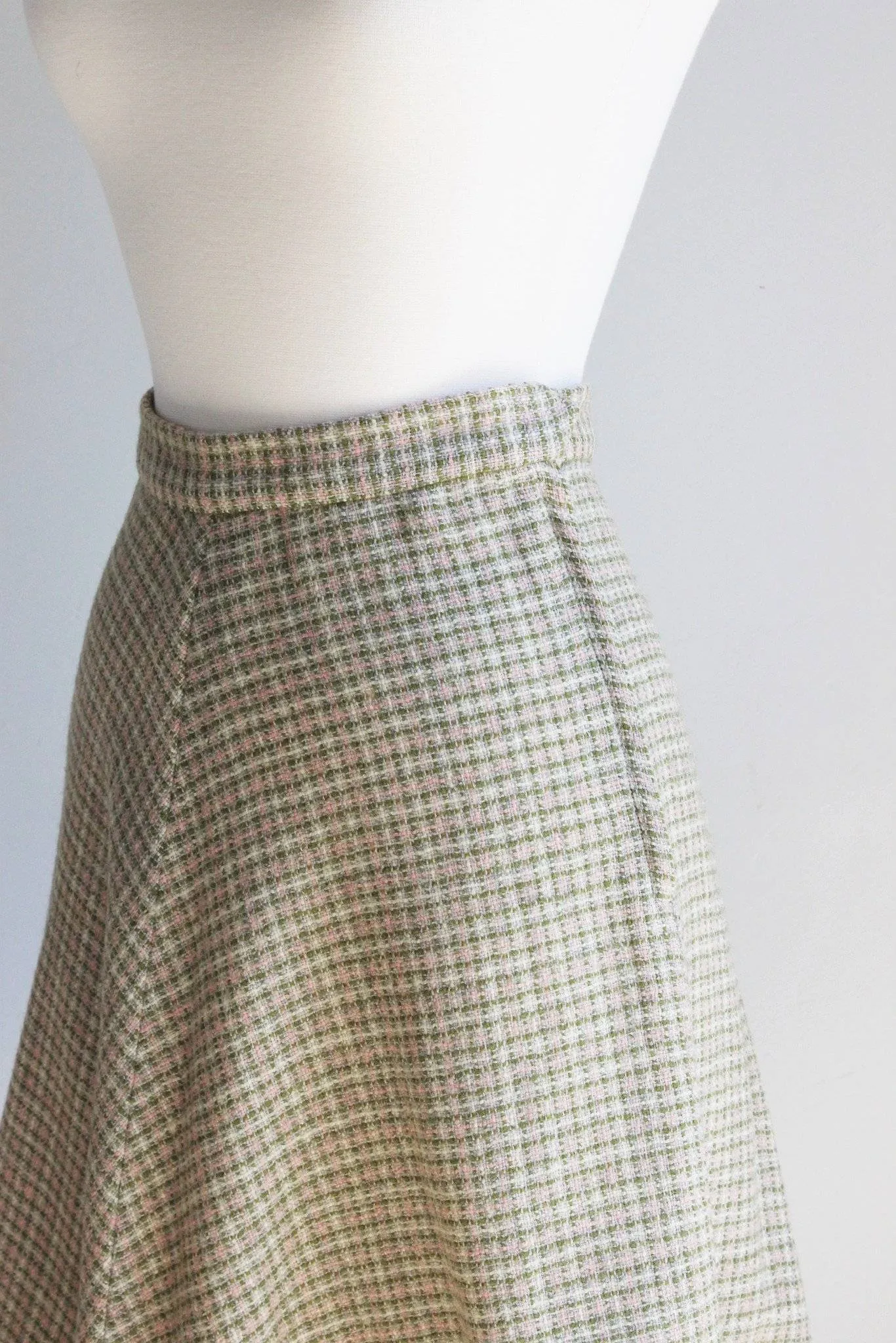 Vintage 1950s Tweed Plaid Skirt