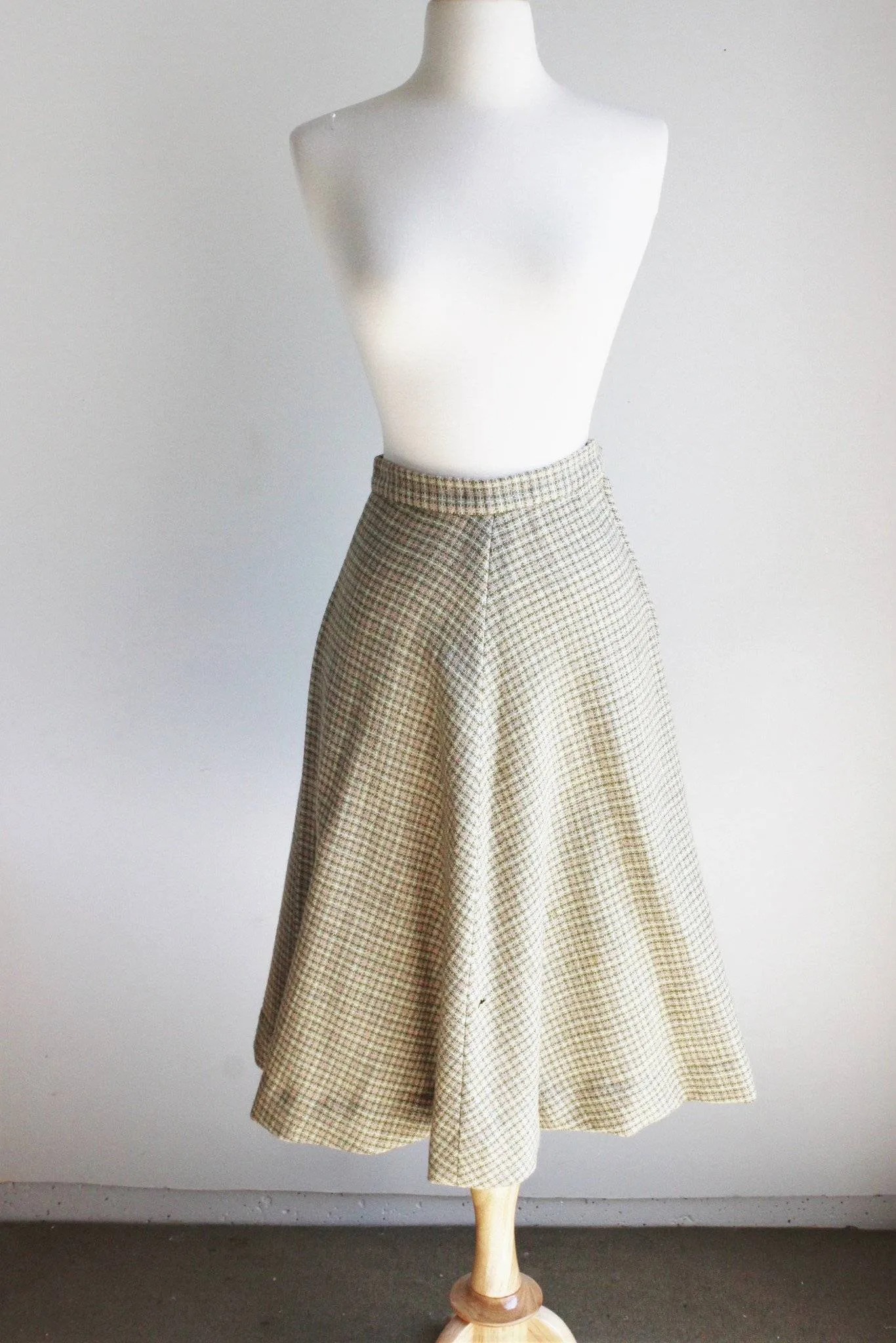 Vintage 1950s Tweed Plaid Skirt