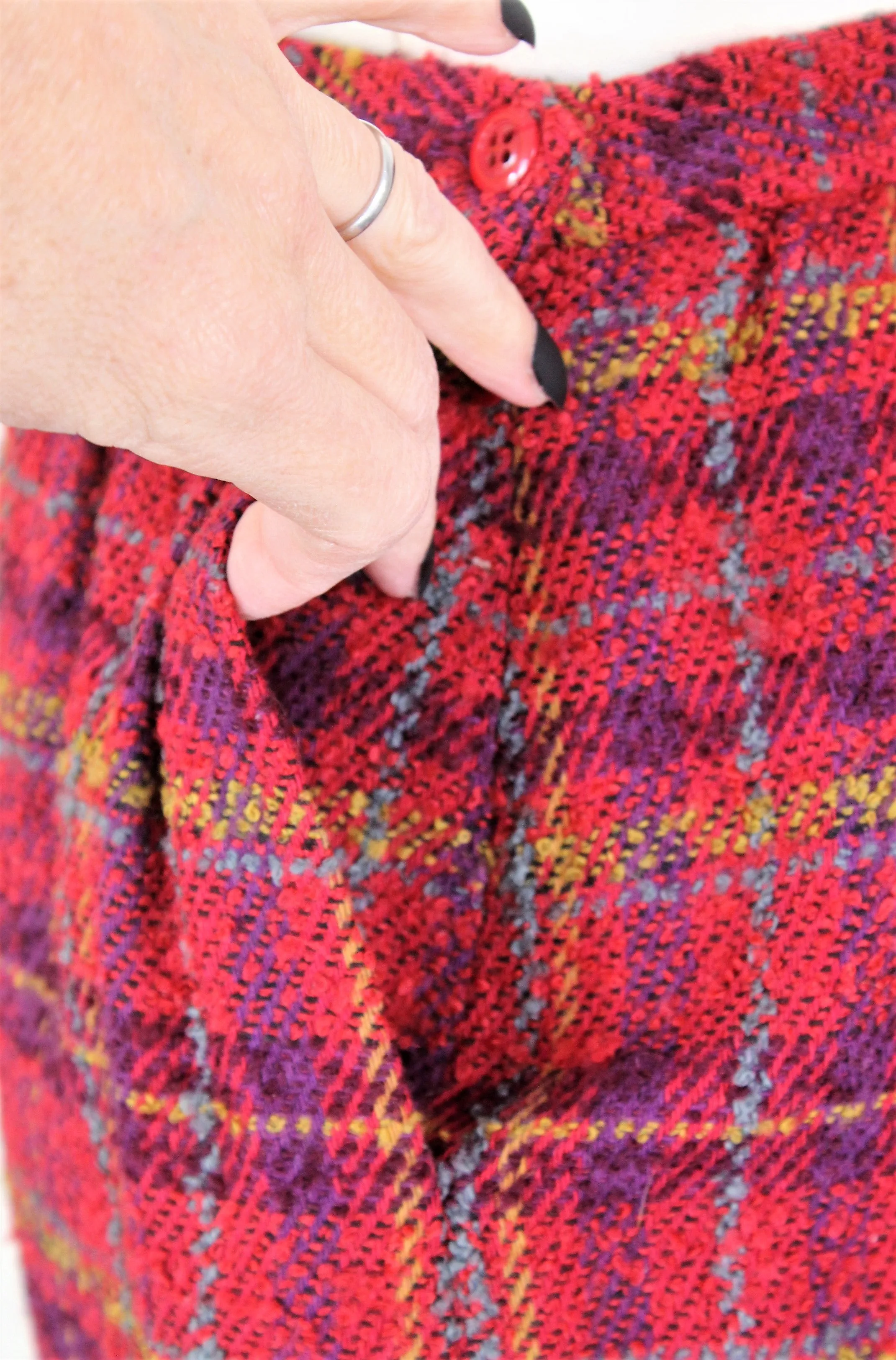 Vintage 1970s 1980s Weathervane Plaid Wool Winter Skirt