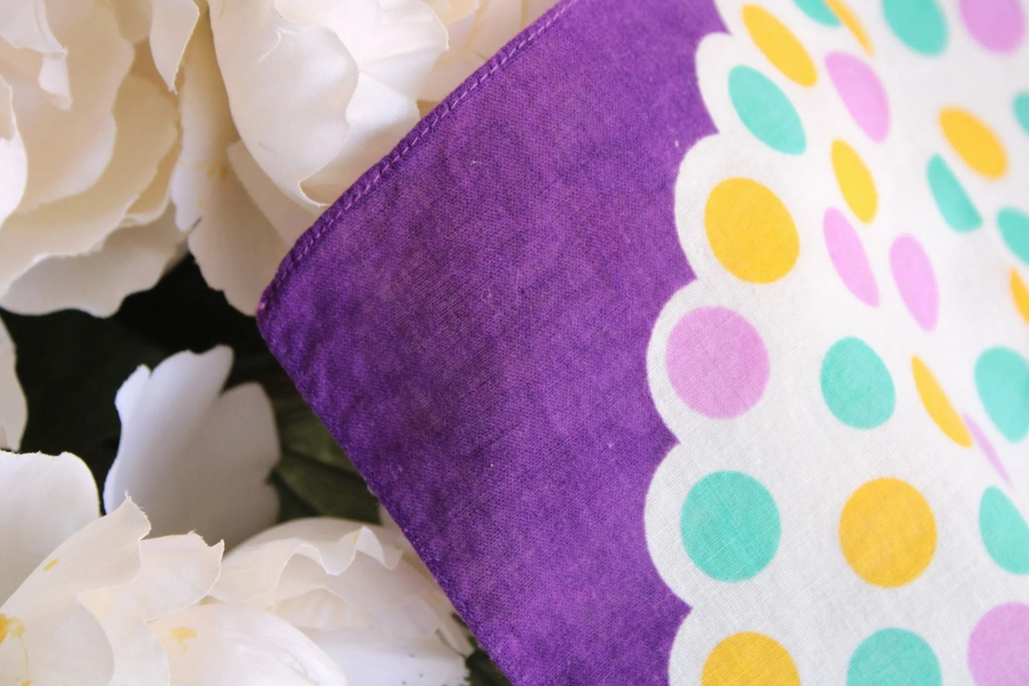 Vintage Cotton Purple, Teal and Yellow Polka Dots Hanky