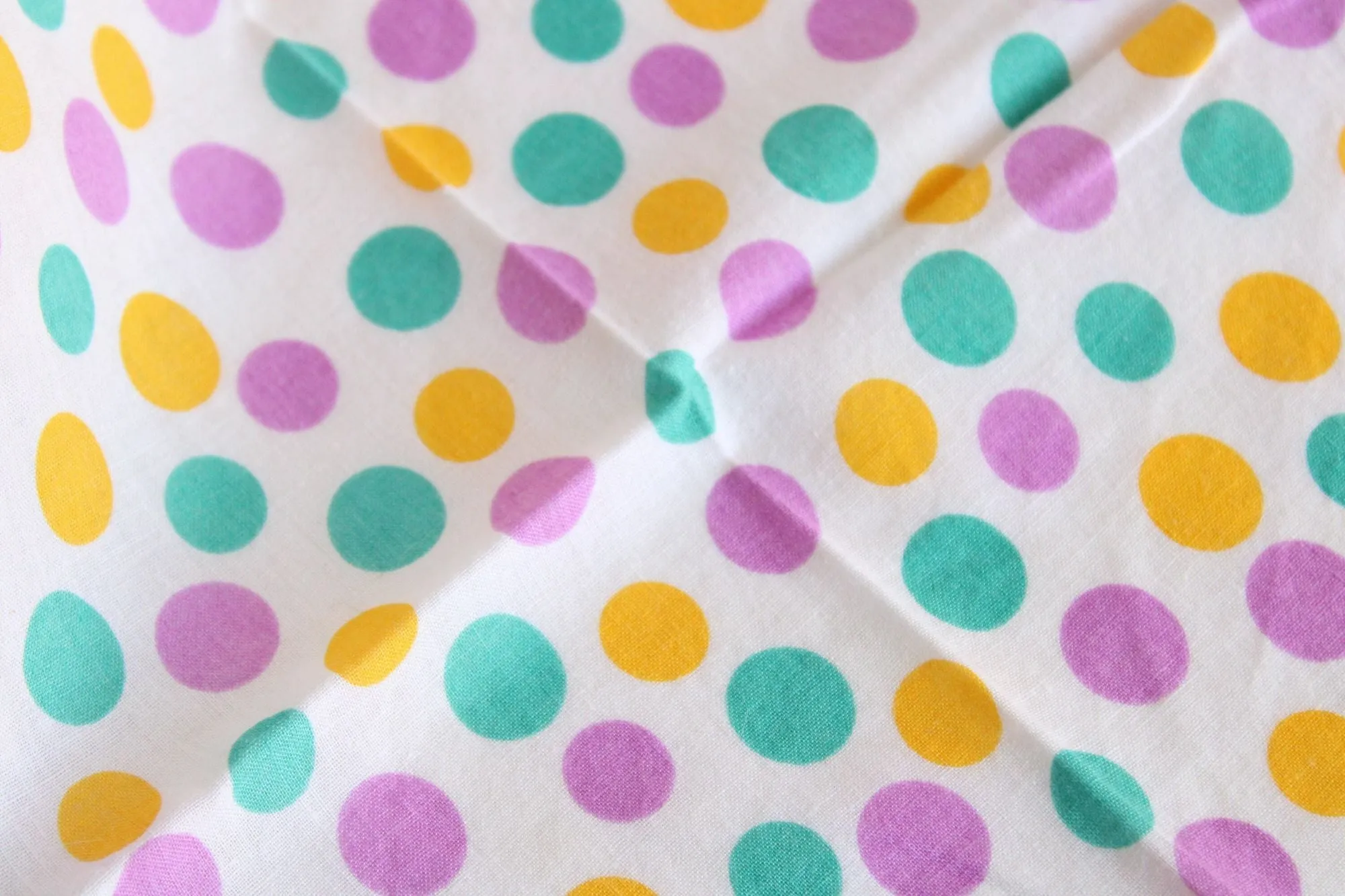 Vintage Cotton Purple, Teal and Yellow Polka Dots Hanky