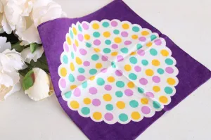 Vintage Cotton Purple, Teal and Yellow Polka Dots Hanky