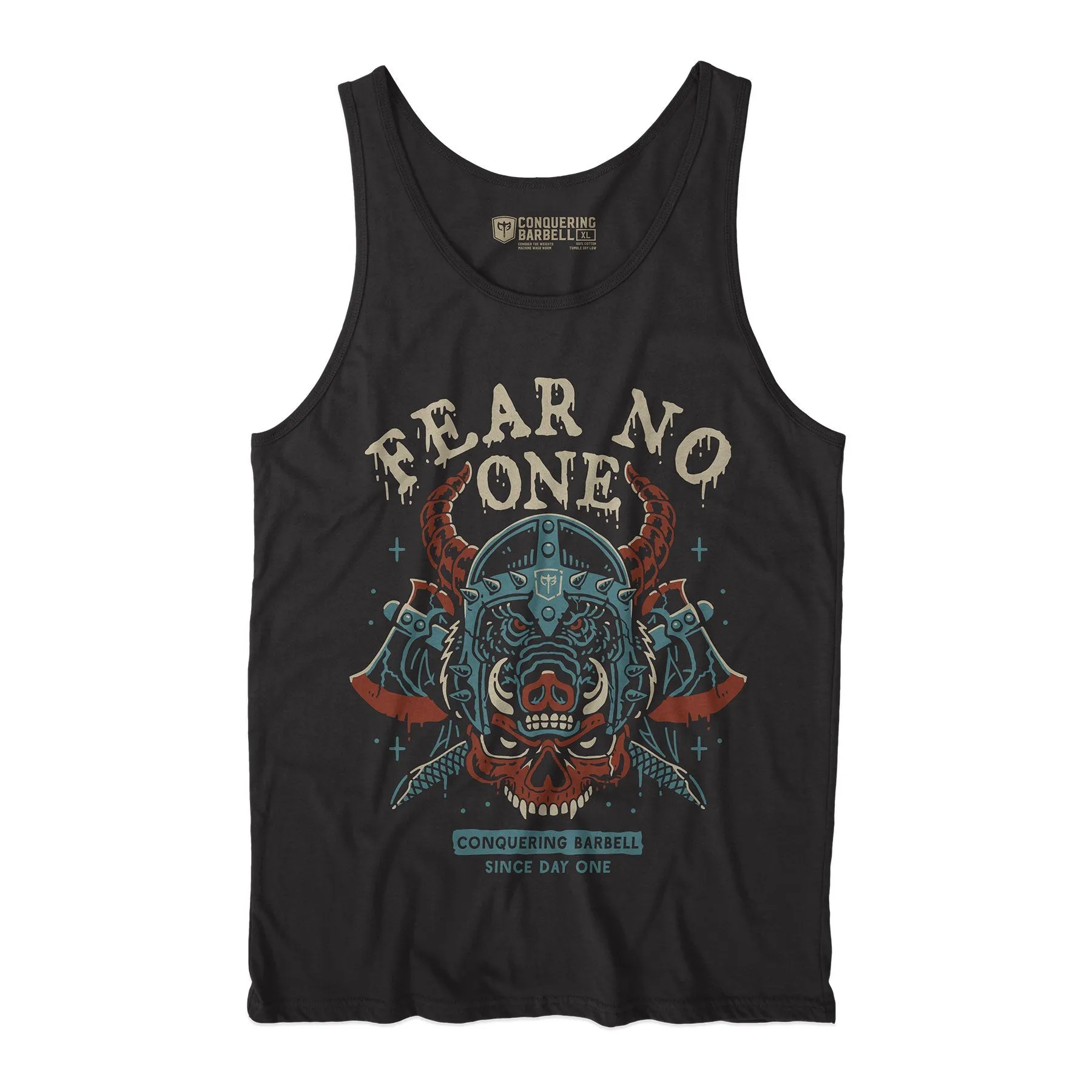 Warrior - Fear No One - on Black tank top