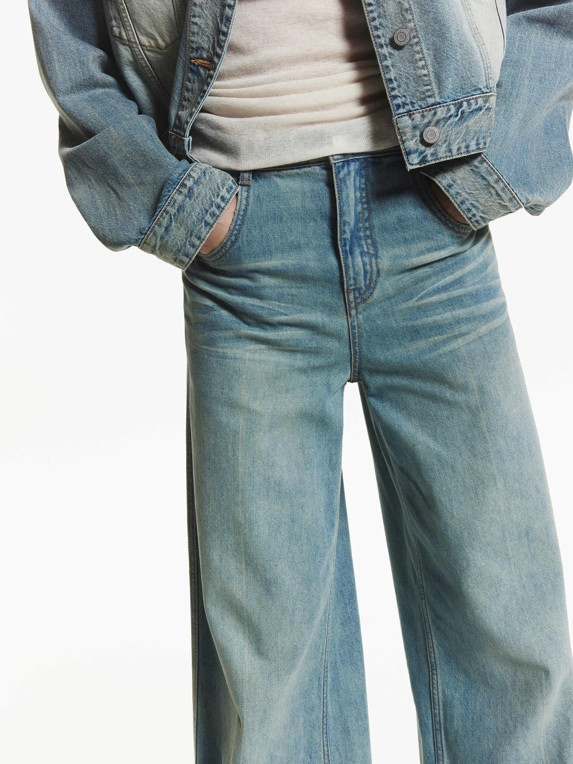 Whisker Detail Straight Jeans