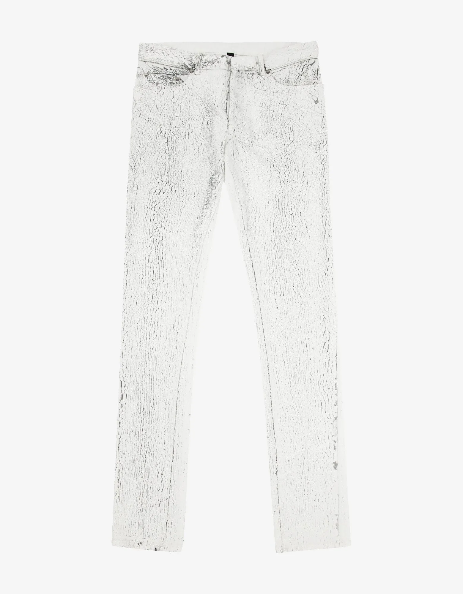 White Distressed Print Jeans -