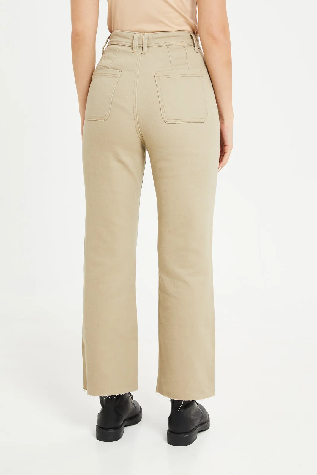 Women Beige Straight Jeans