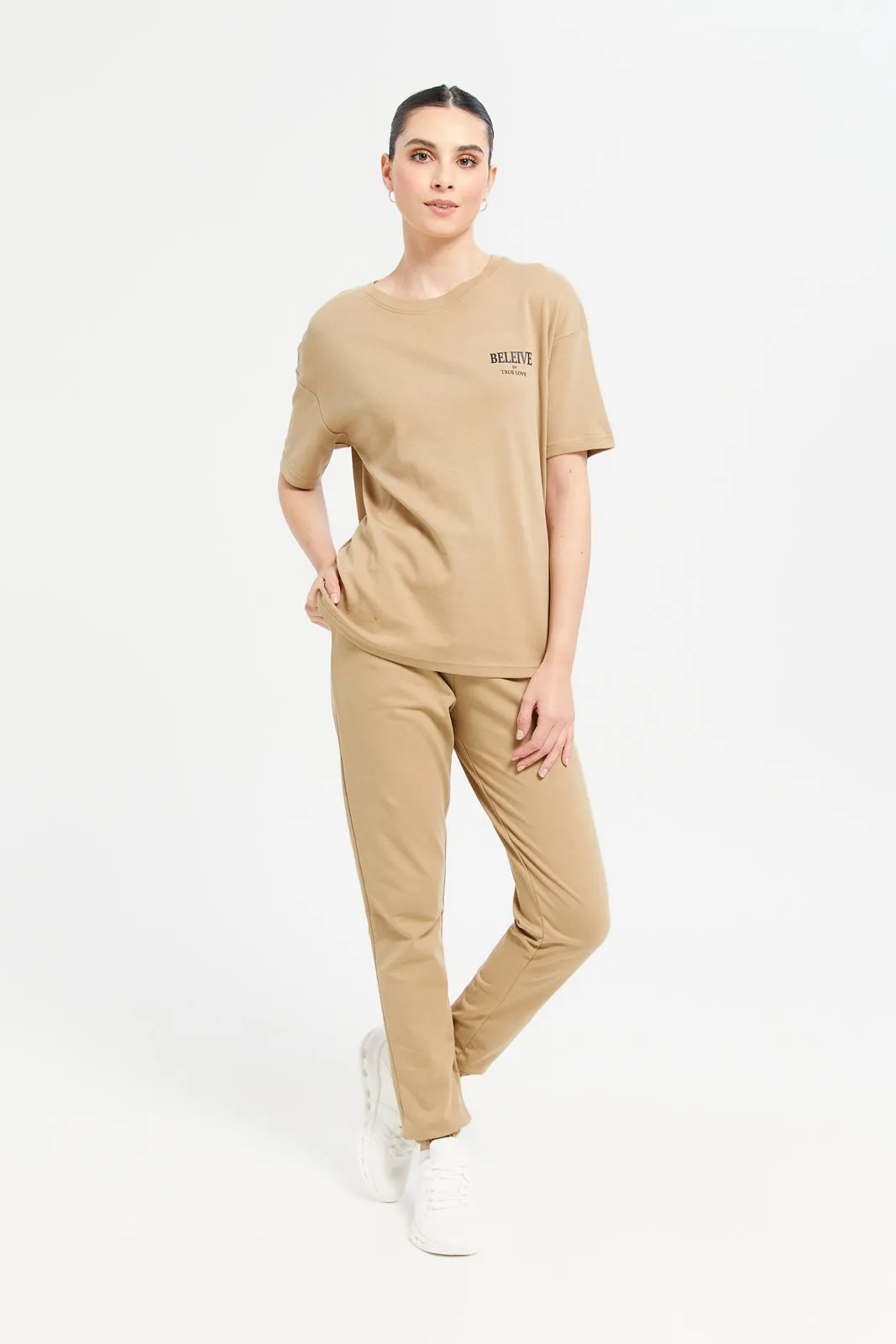 Women Brown Joggers With Pockets