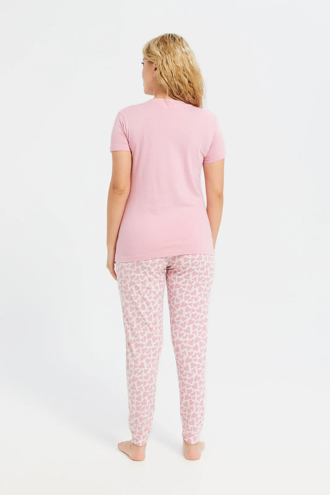 Women Pink Koala Print Pyjama Set (2 Piece)