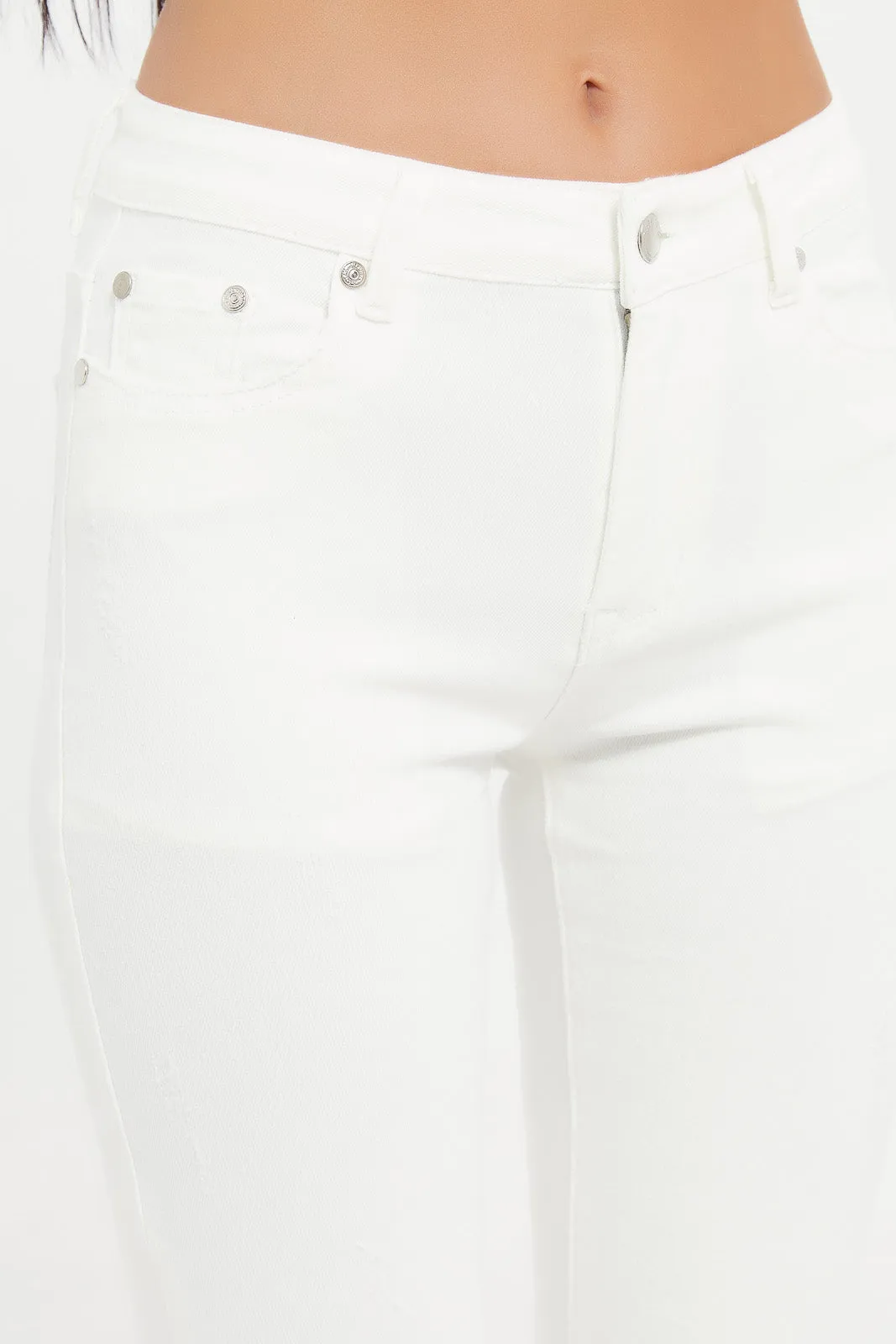 Women White Mid-Rise Waist Straight Fit Jeans