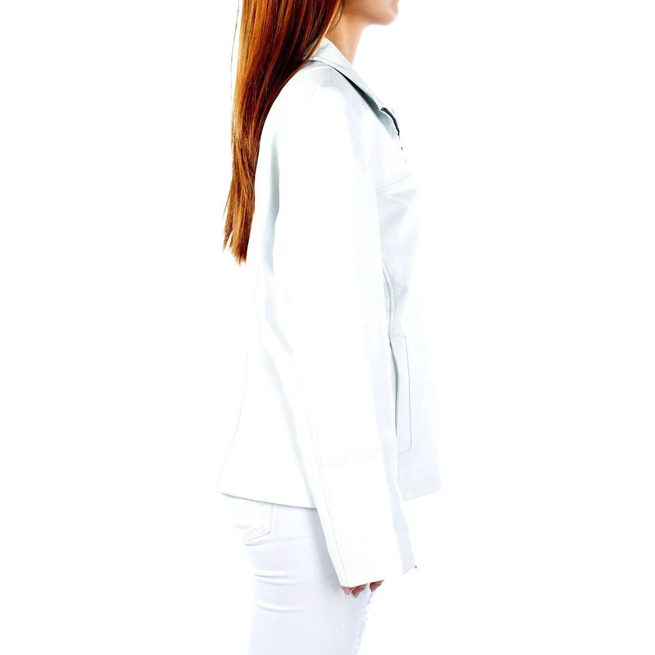 Womens White Leather Jacket