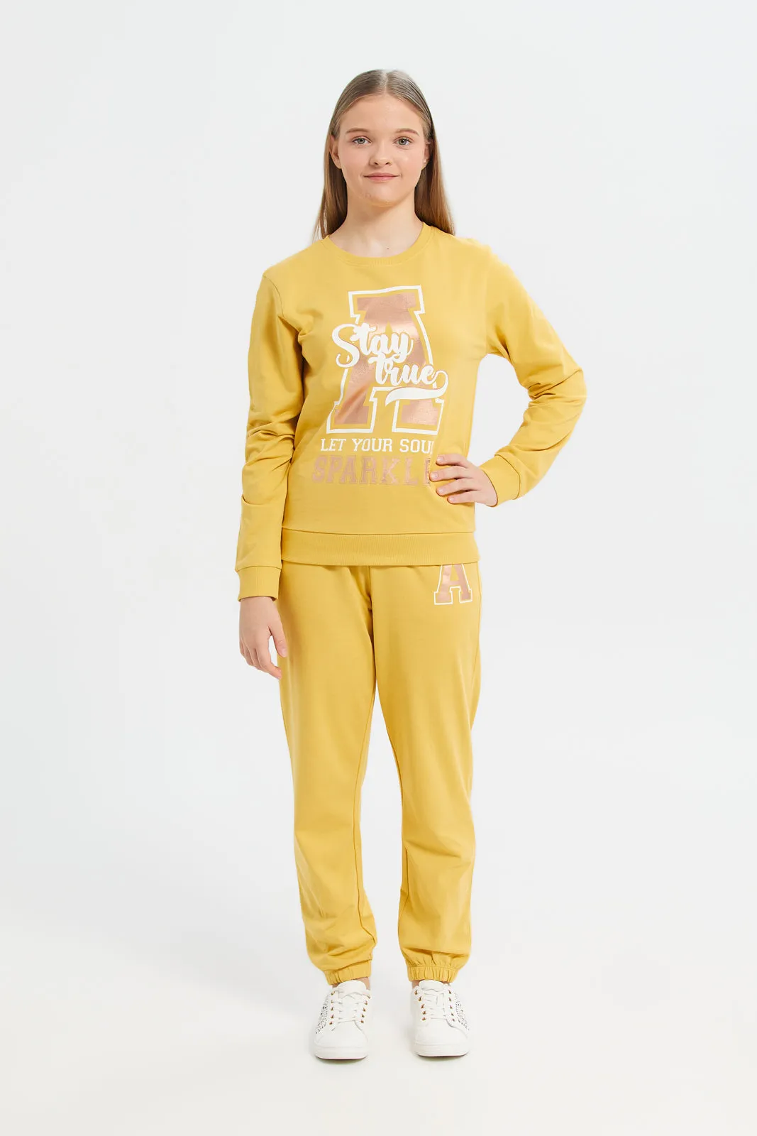 Yellow Basic Sweatshirts